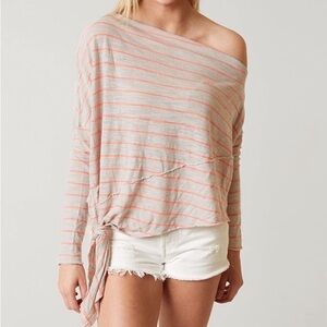 Free People Love Lane One-Shoulder Tee in Grey Combo